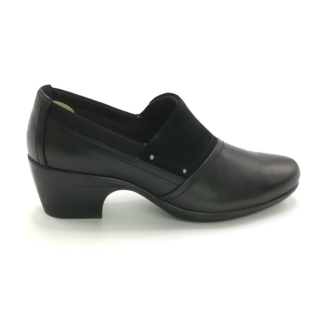 Clarks Collection Shoes Womens Loafer Emily Step Black Suede Leather Heeled 9